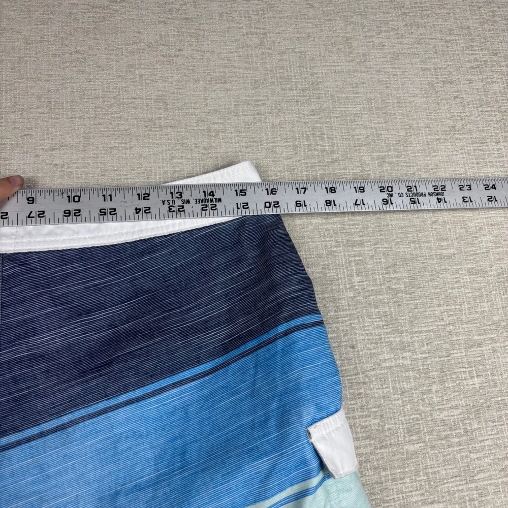 Rip Curl Surf Craft Mens Blue Striped Board Shorts Size 31 Swim Trunks Pocket